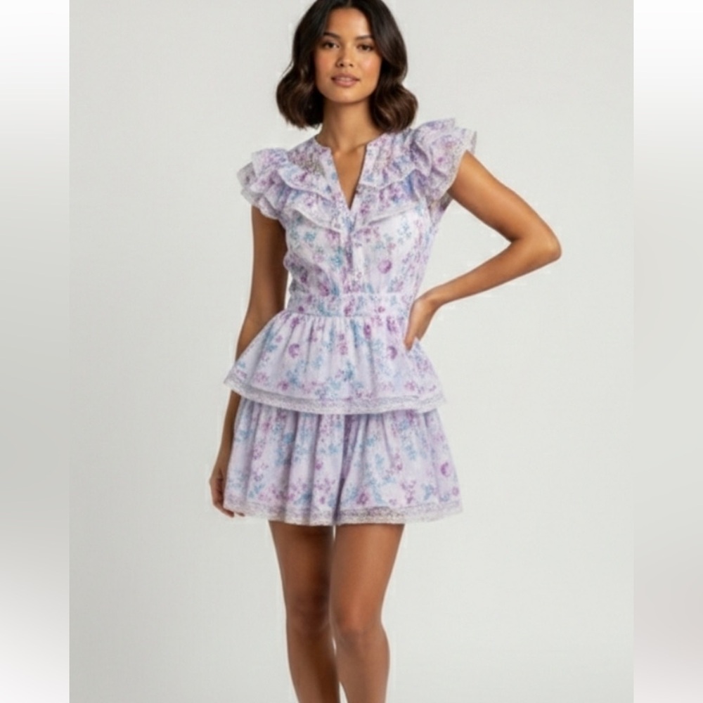 LoveShackFancy x Target Lou Ruffle Mini Dress Purple S